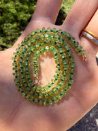 Peridot Hand-Knotted on Dark Green Silk (16in)
