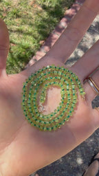 Peridot Hand-Knotted on Dark Green Silk (16in)